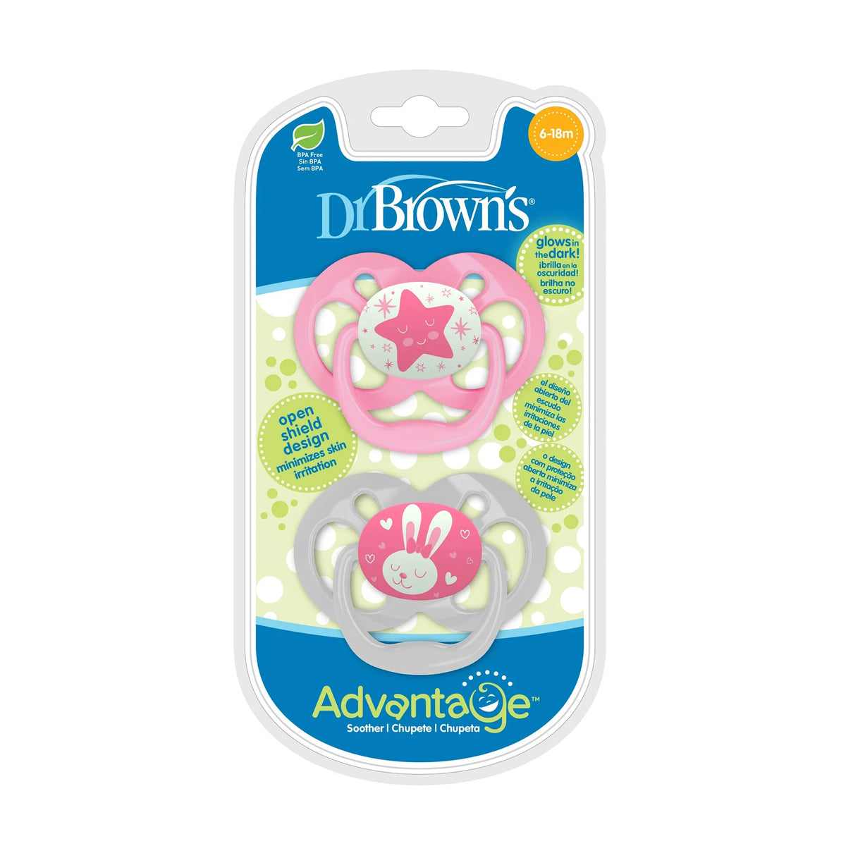 Dr. Brown’s Advantage Pacifier Stage 2 Pack of 2 Pink