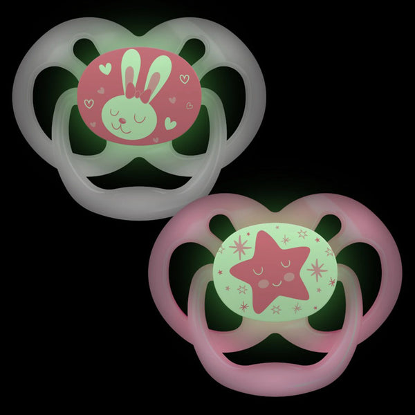 Dr Browns Pink Advantage Pacifiers (Stage 2) Glow In The Dark | Pack Of 2