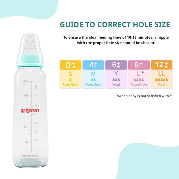 Pigeon Glass Feeding Bottle 8Oz 240Ml Blue