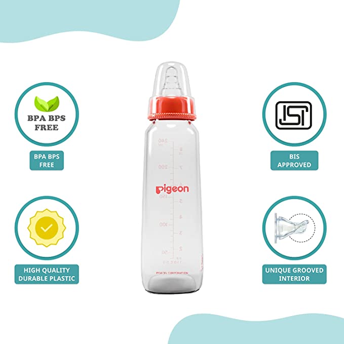 Pigeon Glass Feeding Bottle 8Oz 240Ml Red
