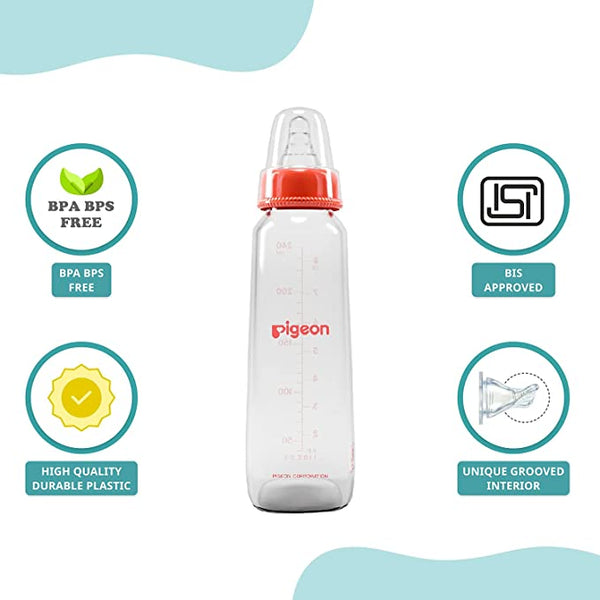 Pigeon Glass Feeding Bottle 8Oz 240Ml Red