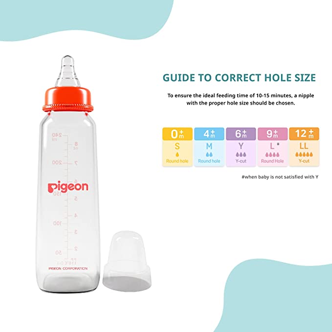 Pigeon Glass Feeding Bottle 8Oz 240Ml Red