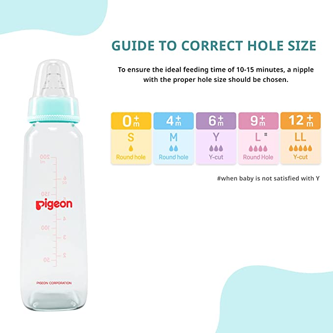 Pigeon Glass Feeding Bottle 6Oz 200Ml Blue