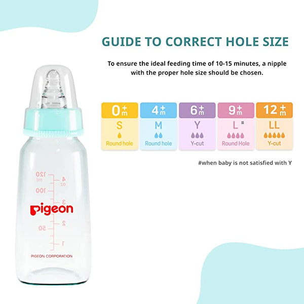 Pigeon Glass Feeding Bottle 4Oz 120Ml Blue