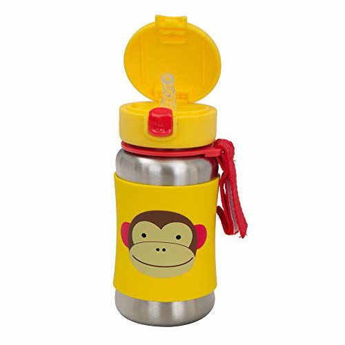 Skip Hop Zoo Stainless Steel Little Kid Straw Bottle Monkey