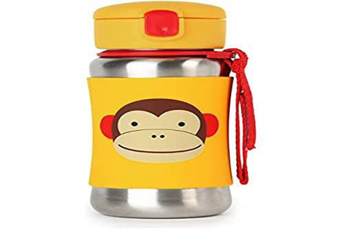 Skip Hop Zoo Stainless Steel Little Kid Straw Bottle Monkey