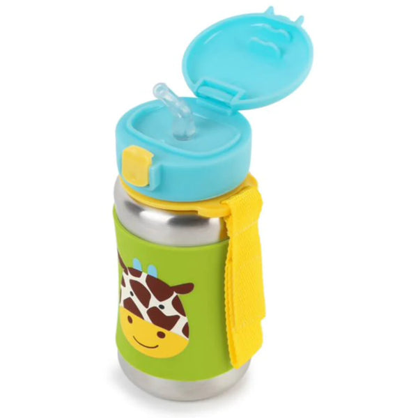 Skip Hop Zoo Stainless Steel Little Kid Straw Bottle Giraffe