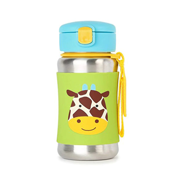 Skip Hop Zoo Stainless Steel Little Kid Straw Bottle Giraffe