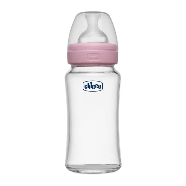 Chicco Glass Feeding Bottle Well-Being 8Oz 240Ml Pink