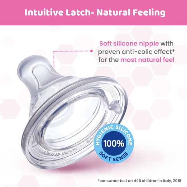 Chicco Glass Feeding Bottle Well-Being 8Oz 240Ml Pink