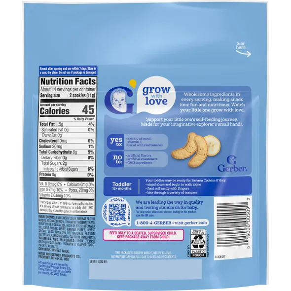 Gerber Banana Cookies Naturally Flavored Baby Snack – 12+ Months