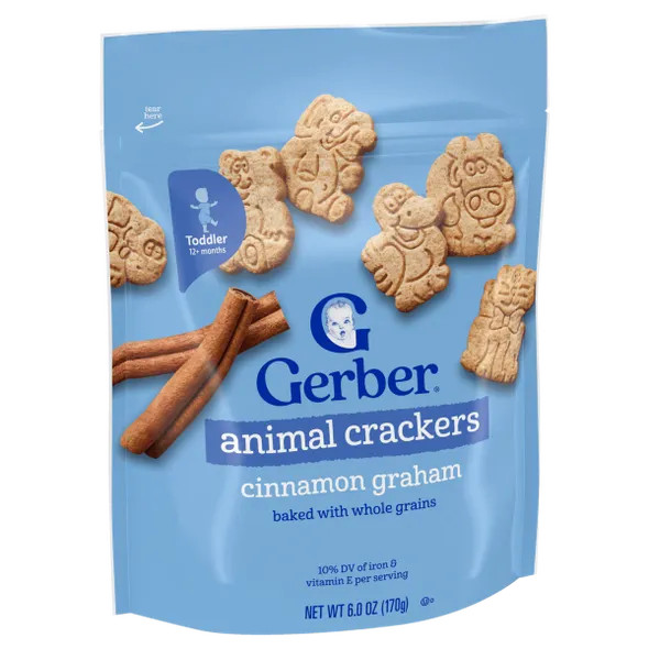 Gerber Cinnamon Graham Animal Crackers Naturally Flavored Baby Biscuit – 12+ Months