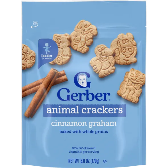 Gerber Cinnamon Graham Animal Crackers Naturally Flavored Baby Biscuit – 12+ Months