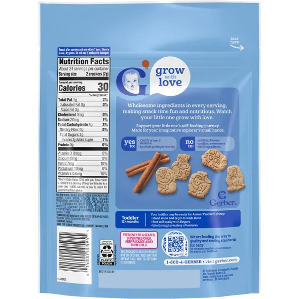 Gerber Cinnamon Graham Animal Crackers Naturally Flavored Baby Biscuit – 12+ Months