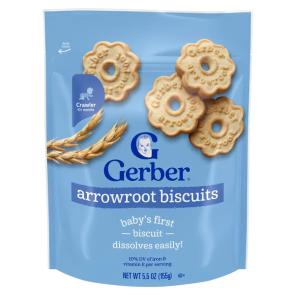 Gerber Arrowroot Cookies Baby Snack – 10+ Months, Crawler Snack