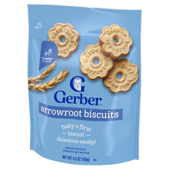 Gerber Arrowroot Cookies Baby Snack – 10+ Months, Crawler Snack