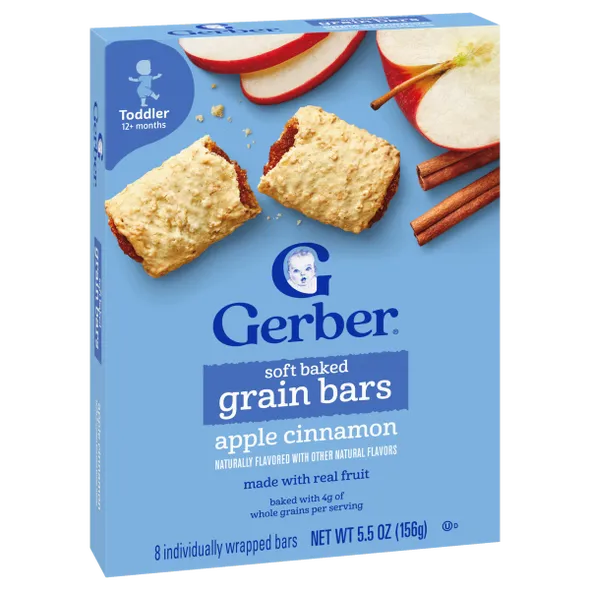 Gerber Soft Baked Grain Bars Apple Cinnamon Naturally Flavored Snack – Toddler
