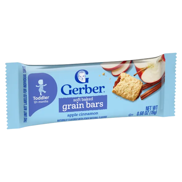 Gerber Soft Baked Grain Bars Apple Cinnamon Naturally Flavored Snack – Toddler