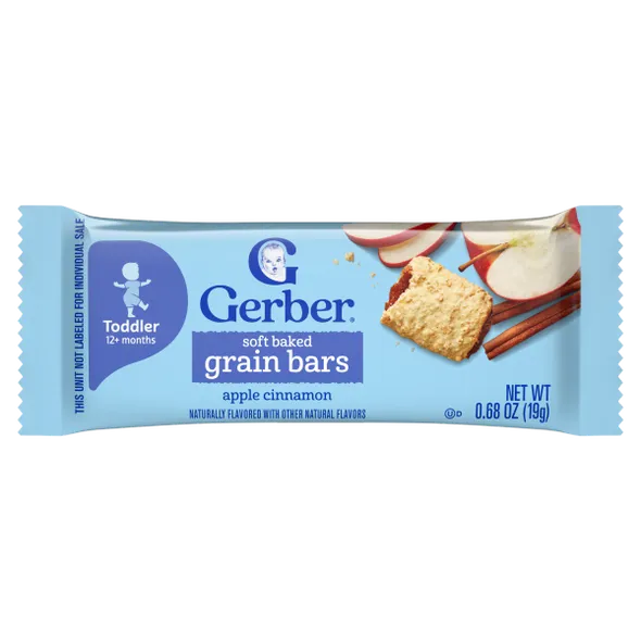 Gerber Soft Baked Grain Bars Apple Cinnamon Naturally Flavored Snack – Toddler