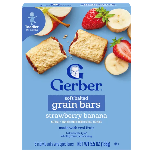 Gerber Soft Baked Grain Bars Strawberry Banana Naturally Flavored Snack – Toddler