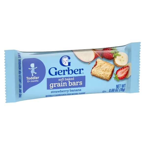 Gerber Soft Baked Grain Bars Strawberry Banana Naturally Flavored Snack – Toddler