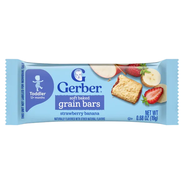 Gerber Soft Baked Grain Bars Strawberry Banana Naturally Flavored Snack – Toddler