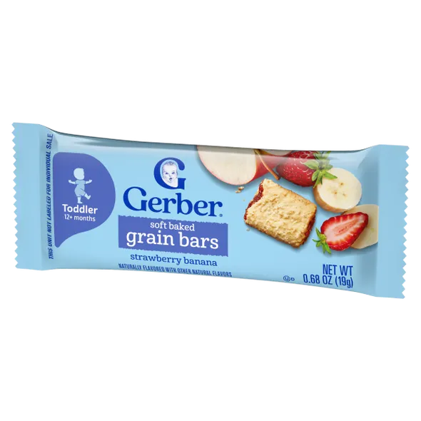 Gerber Soft Baked Grain Bars Strawberry Banana Naturally Flavored Snack – Toddler