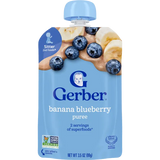 Gerber Banana Blueberry Fruit Puree Baby Food Pouch – Stage 2, 3.5 oz (99g)