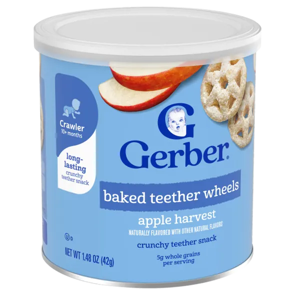 Gerber Teether Wheels Apple Harvest Naturally Flavored Baby Snack – Crawler Stage