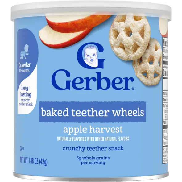 Gerber Teether Wheels Apple Harvest Naturally Flavored Baby Snack – Crawler Stage
