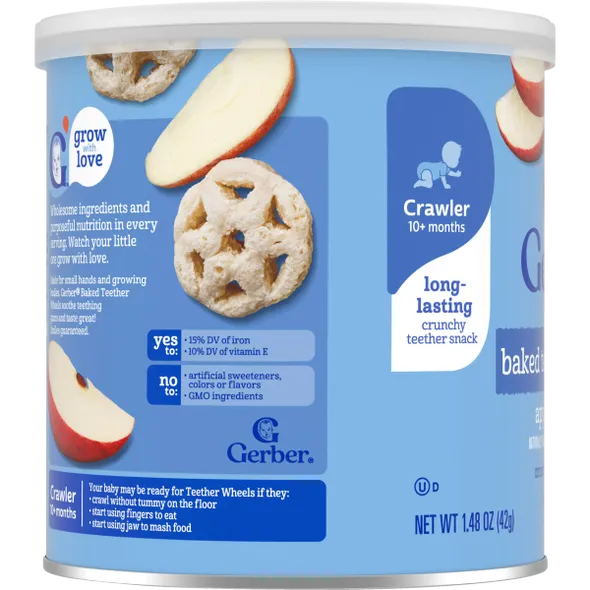 Gerber Teether Wheels Apple Harvest Naturally Flavored Baby Snack – Crawler Stage