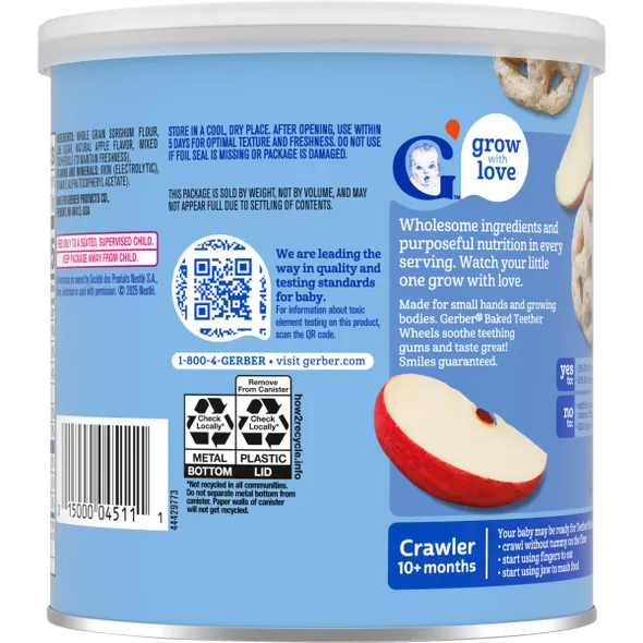 Gerber Teether Wheels Apple Harvest Naturally Flavored Baby Snack – Crawler Stage