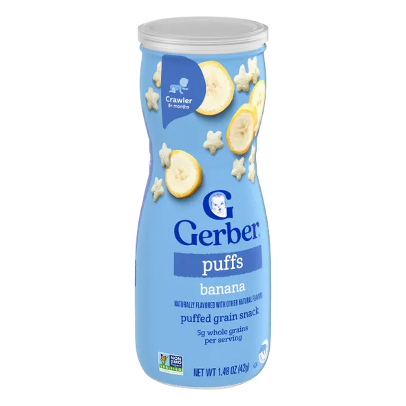 Gerber Grain & Grow Banana Puffs Baby Snack – 8+ Months, Cereal Snack