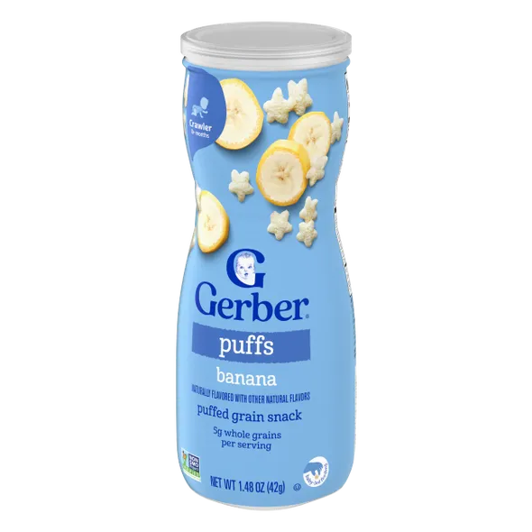 Gerber Grain & Grow Banana Puffs Baby Snack – 8+ Months, Cereal Snack