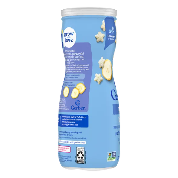 Gerber Grain & Grow Banana Puffs Baby Snack – 8+ Months, Cereal Snack