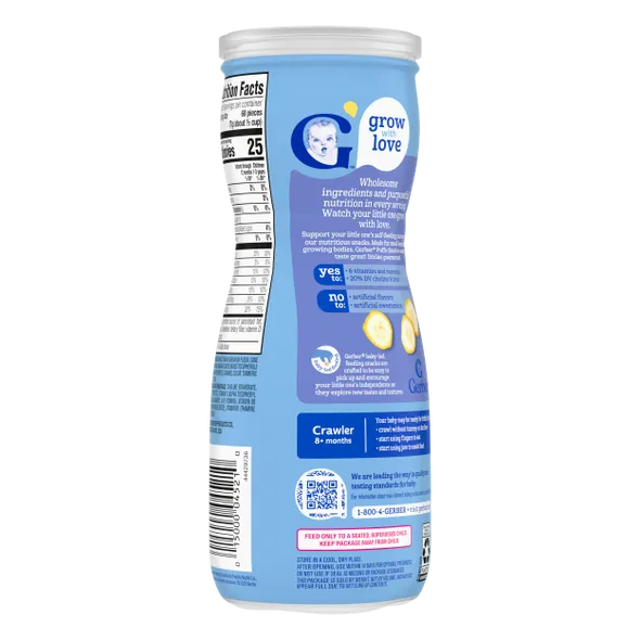 Gerber Grain & Grow Banana Puffs Baby Snack – 8+ Months, Cereal Snack