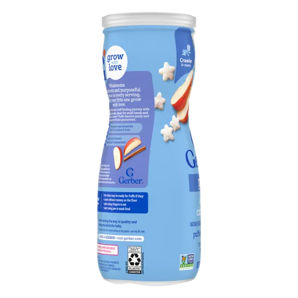 Gerber Grain & Grow Apple Cinnamon Puffs Baby Snack – 8+ Months, Cereal Snack