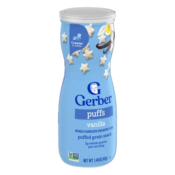 Gerber Grain & Grow Vanilla Puffs Baby Snack – 8+ Months, Cereal Snack