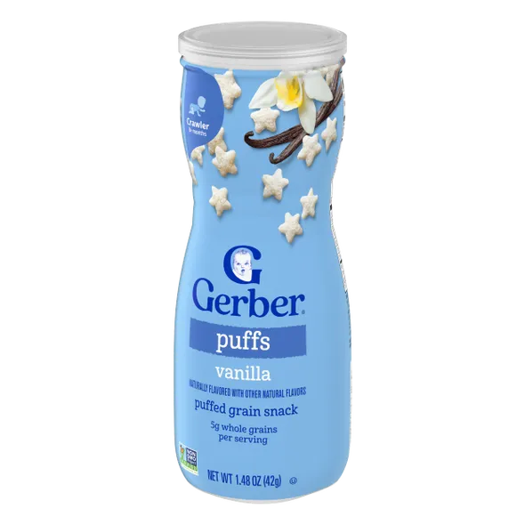 Gerber Grain & Grow Vanilla Puffs Baby Snack – 8+ Months, Cereal Snack