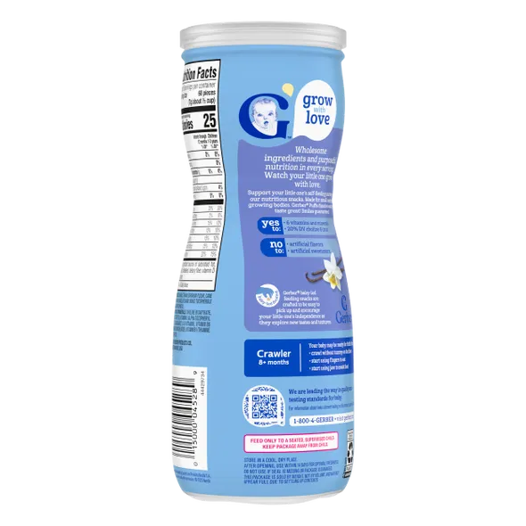 Gerber Grain & Grow Vanilla Puffs Baby Snack – 8+ Months, Cereal Snack