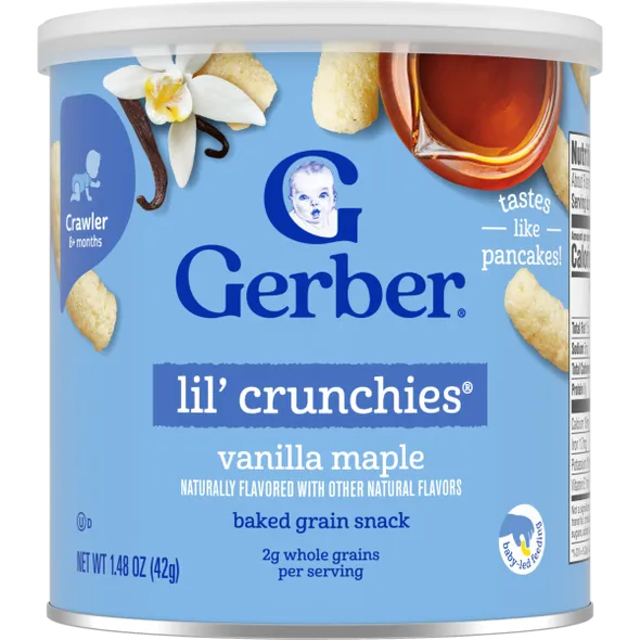Gerber Lil’ Crunchies Vanilla Maple Naturally Flavored Baby Snack – 8+ Months