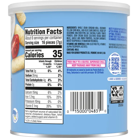 Gerber Lil’ Crunchies Veggie Dip Naturally Flavored Baby Snack – 8+ Months
