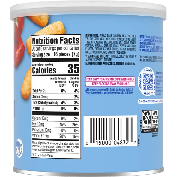Gerber Lil’ Crunchies Garden Tomato Naturally Flavored Baby Snack – 8+ Months