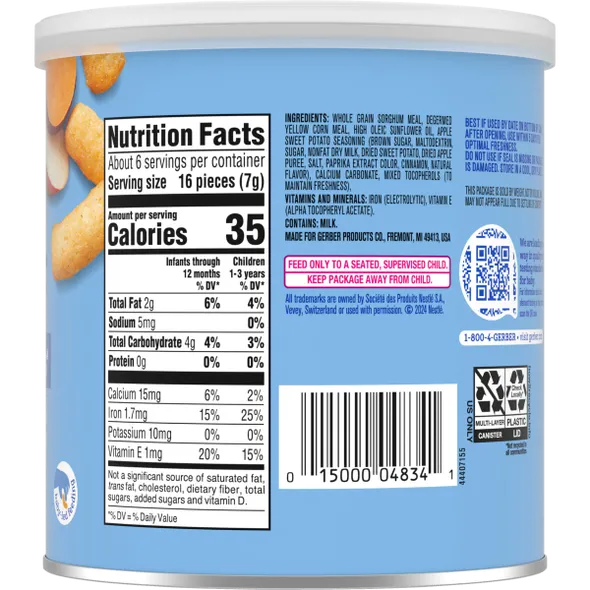 Gerber Lil’ Crunchies Apple Sweet Potato Naturally Flavored Baby Snack – 8+ Months