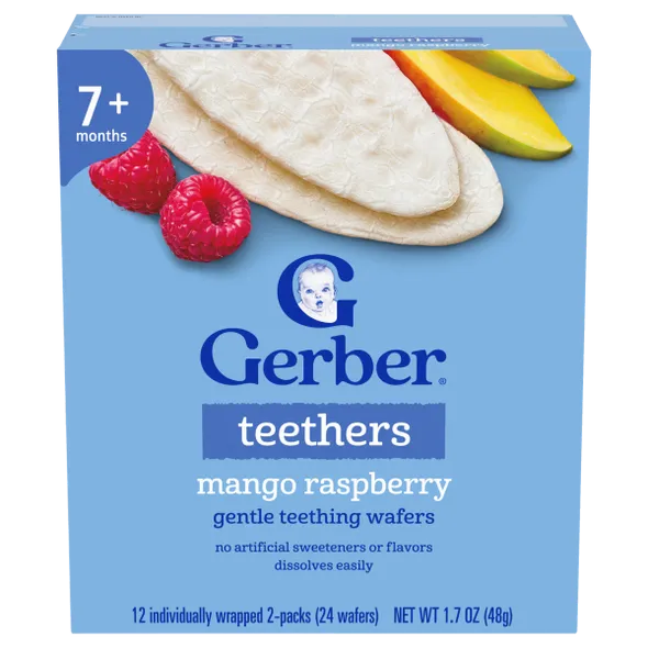 Gerber Mango Raspberry Teething Wafers Baby Snacks – Crawler Stage