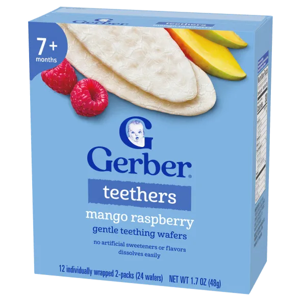 Gerber Mango Raspberry Teething Wafers Baby Snacks – Crawler Stage