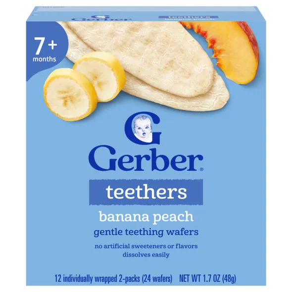 Gerber Gentle Teething Wafers Banana & Peach Baby Snack – Crawler Stage