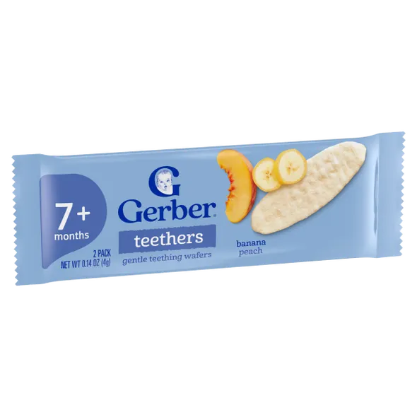 Gerber Gentle Teething Wafers Banana & Peach Baby Snack – Crawler Stage