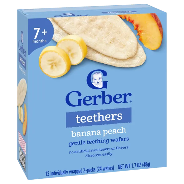 Gerber Gentle Teething Wafers Banana & Peach Baby Snack – Crawler Stage