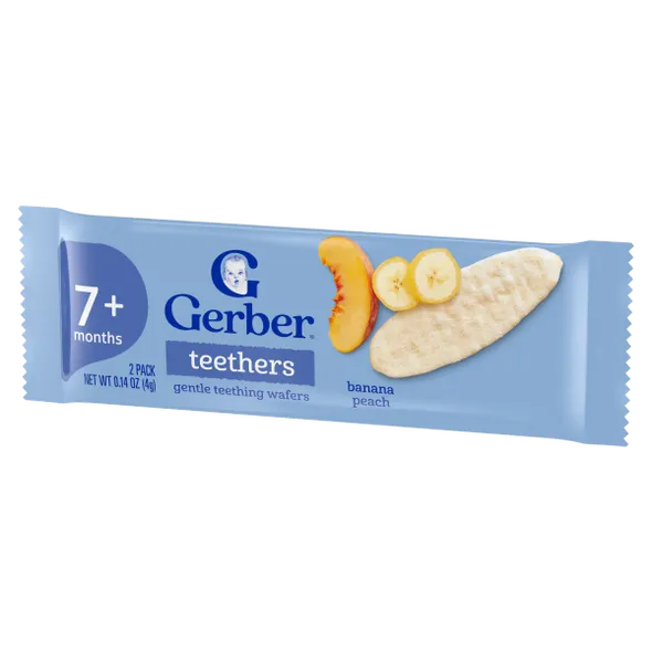 Gerber Gentle Teething Wafers Banana & Peach Baby Snack – Crawler Stage